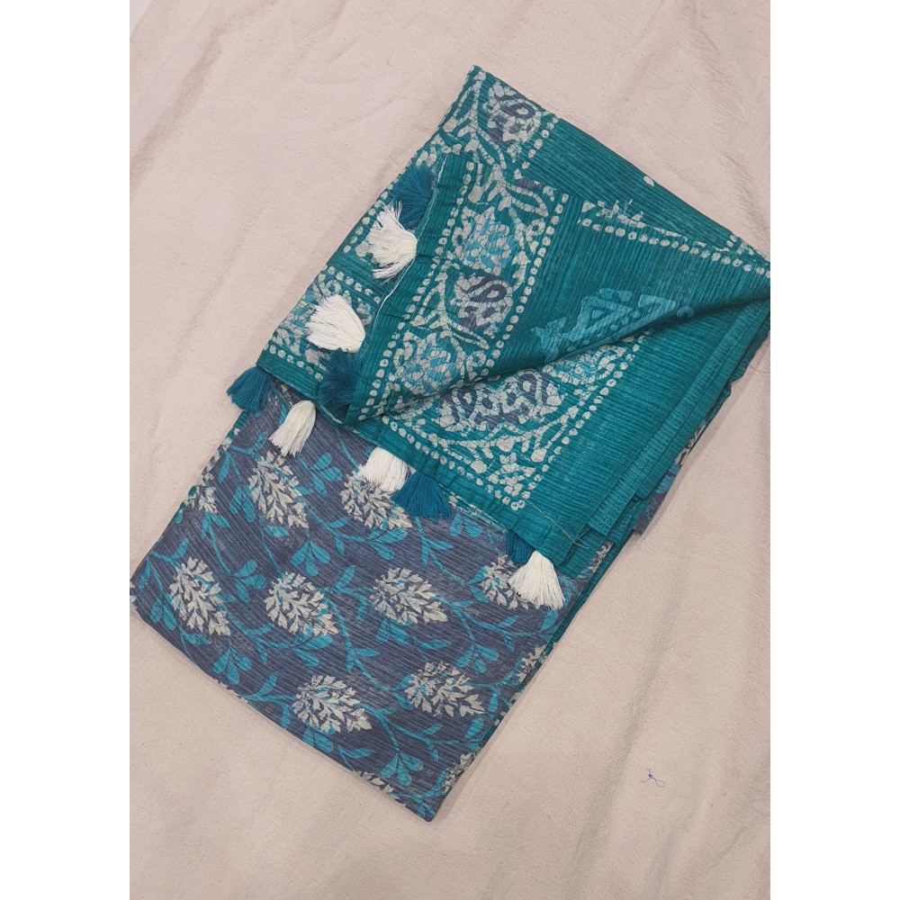 Pine Green Moonga Jute Silk Saree with Paithani Pallu – Sharvari's